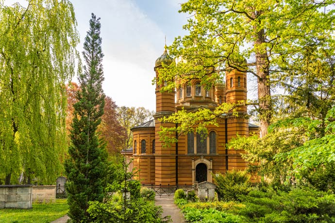 Historischer Friedhof von Weimar mit Russisch Orthodoxe Kirche