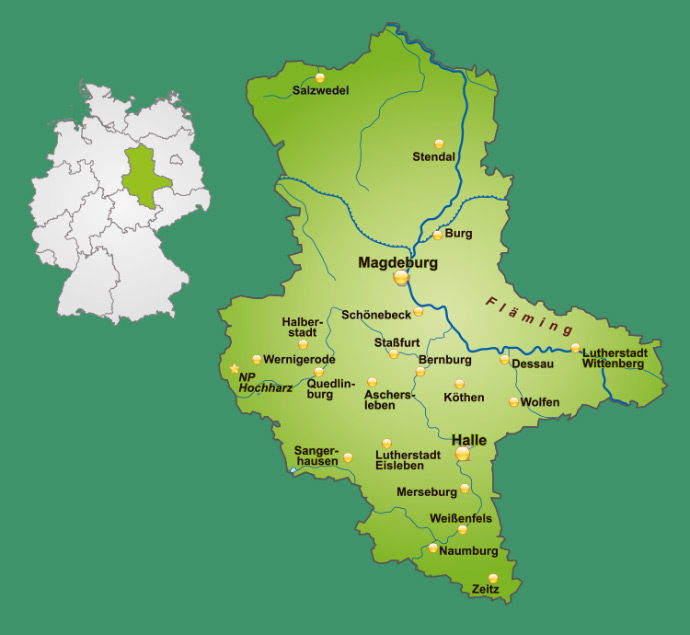 Lage von Sachsen-Anhalt auf der Karte